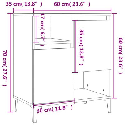 vidaXL Dressoirs 2 st 60x35x70 cm bewerkt hout wit