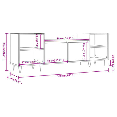 vidaXL Tv-meubel 160x35x55 cm bewerkt hout sonoma eikenkleurig