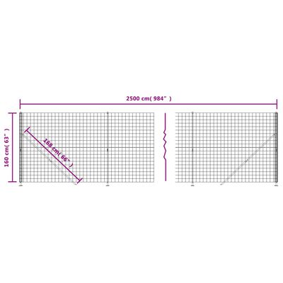 vidaXL Draadgaashek met flens 1,6x25 m antracietkleurig