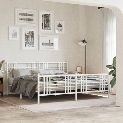 vidaXL Bedframe met hoofd- en voeteneinde metaal wit 200x200 cm