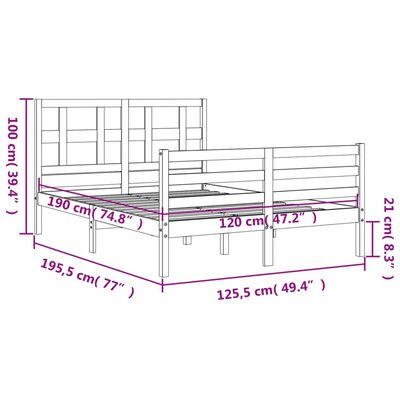 vidaXL Bedframe met hoofdbord massief hout