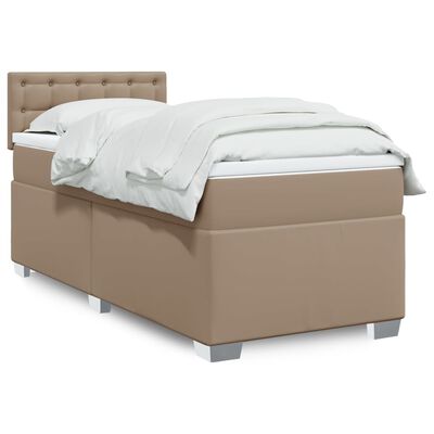 vidaXL Boxspring met matras kunstleer cappuccinokleurig 80x200 cm