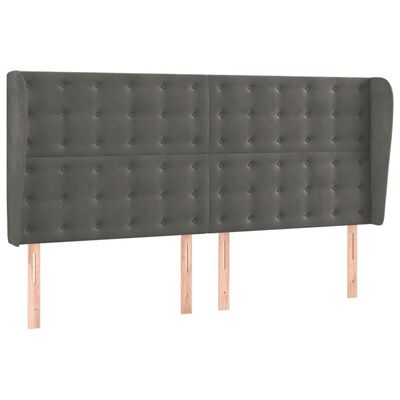 vidaXL Hoofdbord met randen 183x23x118/128 cm fluweel donkergrijs