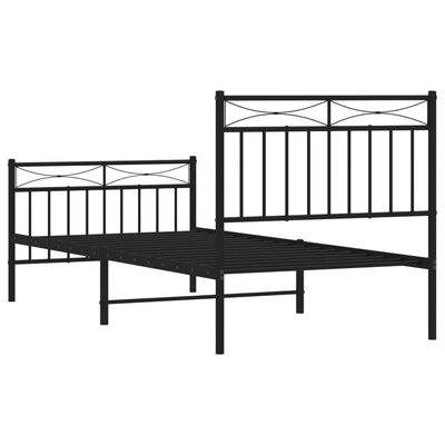 vidaXL Bedframe met hoofd- en voeteneinde metaal zwart 90x200 cm