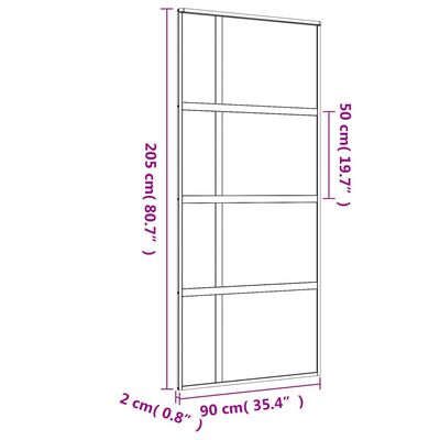 vidaXL Schuifdeur 90x205 cm mat ESG-glas en aluminium goudkleurig