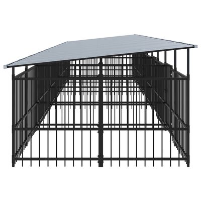 vidaXL Hondenkennel met dak 18,77 m² staal