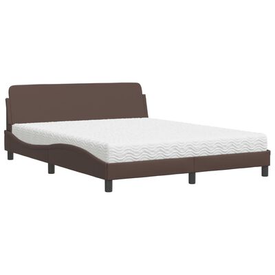 vidaXL Bed met matras kunstleer bruin 160x200 cm