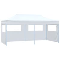 vidaXL Partytent met 4 zijwanden inklapbaar 3x6 m staal wit