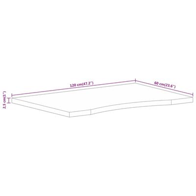 vidaXL Bureaublad met ronding 120x60x2,5 cm massief ruw mangohout