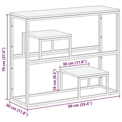 vidaXL Wandtafel roestvrij staal en massief bielshout goudkleurig