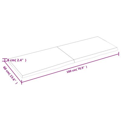 vidaXL Wastafelblad 180x60x(2-6) cm onbehandeld massief hout