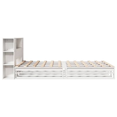 vidaXL Bed met boekenkast zonder matras massief hout wit 120x200 cm