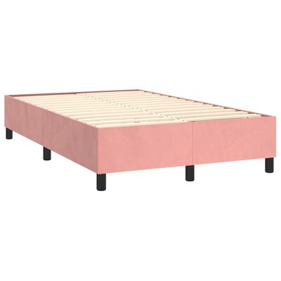 vidaXL Boxspring met matras en LED fluweel roze 120x200 cm