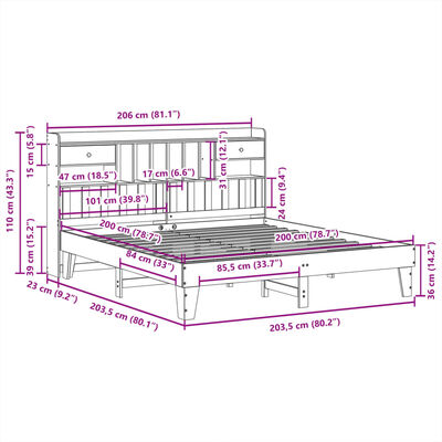 vidaXL Bedframe zonder matras massief grenenhout wasbruin 200x200 cm