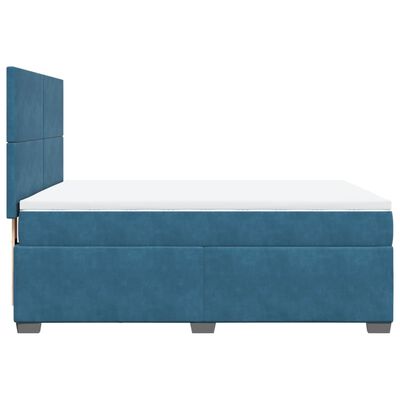 vidaXL Boxspring met matras fluweel blauw 160x200 cm