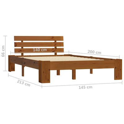 vidaXL Bedframe met hoofdbord grenenhout honingbruin 140x200 cm