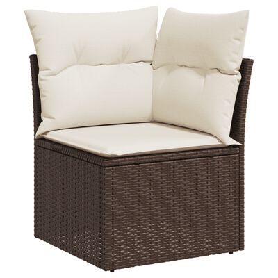 vidaXL 12-delige Loungeset met kussens poly rattan bruin