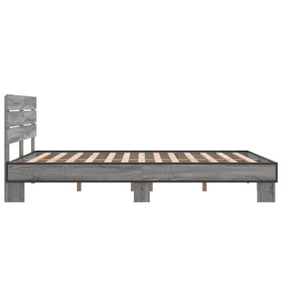 vidaXL Bedframe bewerkt hout metaal grijs sonoma eiken 140x190 cm