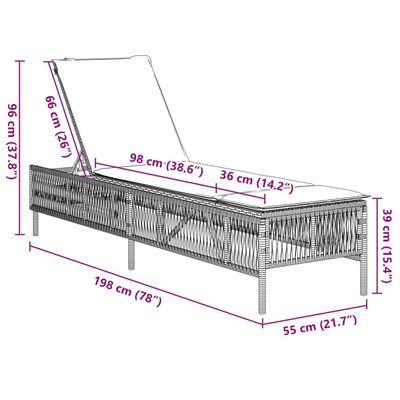 vidaXL Ligstoelen 2 st met kussen poly rattan lichtgrijs