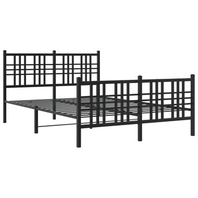 vidaXL Bedframe met hoofd- en voeteneinde metaal zwart 140x190 cm