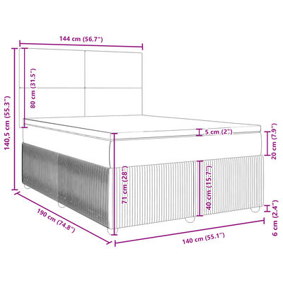 vidaXL Boxspring met matras stof crèmekleurig 140x190 cm