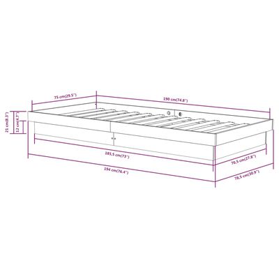 vidaXL Bedframe massief hout 75x190 cm