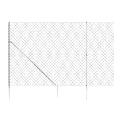 vidaXL Gaashek met grondankers 1,6x25 m zilverkleurig