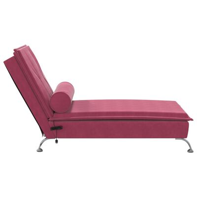 vidaXL Massage chaise longue met bolster fluweel wijnrood