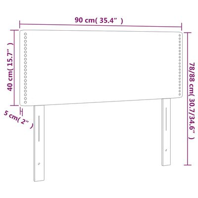 vidaXL Hoofdbord LED 90x5x78/88 cm stof donkergrijs