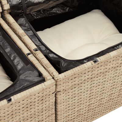 vidaXL 8-delige Loungeset met kussens poly rattan beige