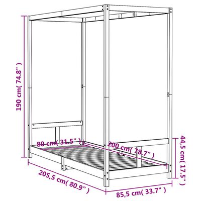 vidaXL Kinderbedframe 80x200 cm massief grenenhout wit