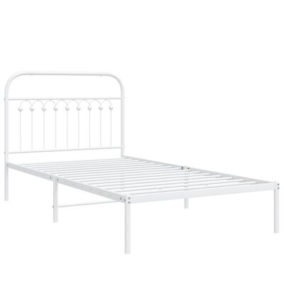 vidaXL Bedframe met hoofdbord metaal wit 100x200 cm