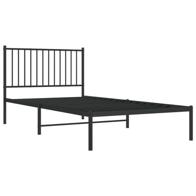 vidaXL Bedframe met hoofdbord metaal zwart 100x200 cm