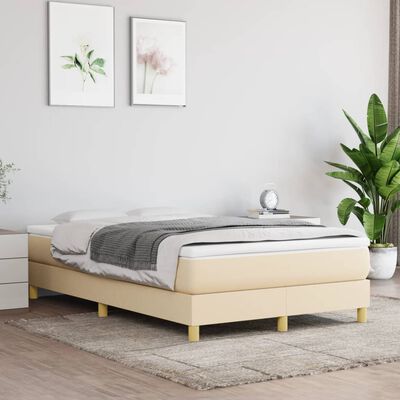 vidaXL Boxspring met matras stof crèmekleurig 120x200 cm