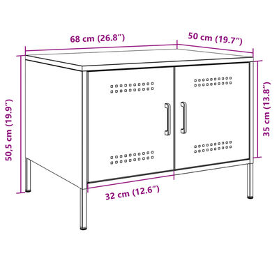 vidaXL Salontafel 68x50x50,5 cm staal roze