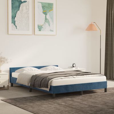 vidaXL Bedframe zonder matras 140x190 cm fluweel donkerblauw