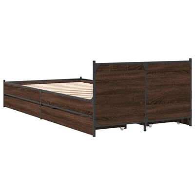 vidaXL Bedframe met lades bewerkt hout bruin eikenkleur 75x190 cm