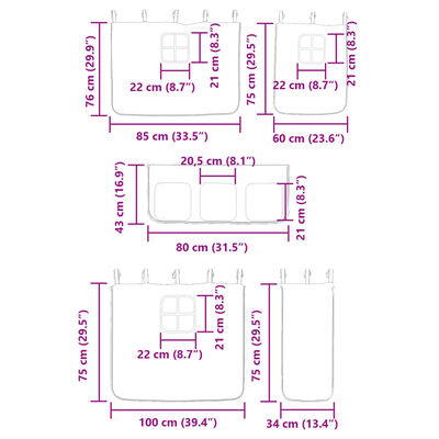 vidaXL Stapelbed met glijbaan en gordijnen roze 80x200 cm