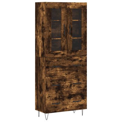 vidaXL Hoge kast 69,5x34x180 cm bewerkt hout gerookt eikenkleurig