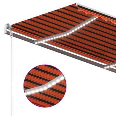 vidaXL Luifel handmatig uittrekbaar met LED 450x350 cm oranje en bruin