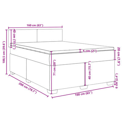 vidaXL Boxspring met matras stof crèmekleurig 160x200 cm