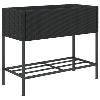 vidaXL Plantenbakken met schap 2 st 90x40x75 poly rattan zwart