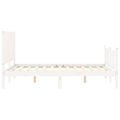 vidaXL Bedframe met hoofdbord massief hout wit