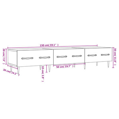 vidaXL Tv-meubel 150x36x30 cm bewerkt hout gerookt eikenkleurig