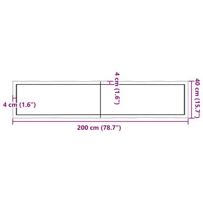 vidaXL Tafelblad natuurlijke rand 200x40x(2-6) cm massief eikenhout