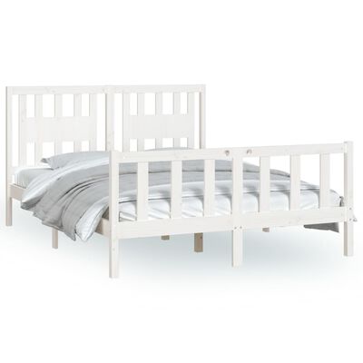 vidaXL Bedframe met hoofdbord massief grenenhout wit 140x200 cm