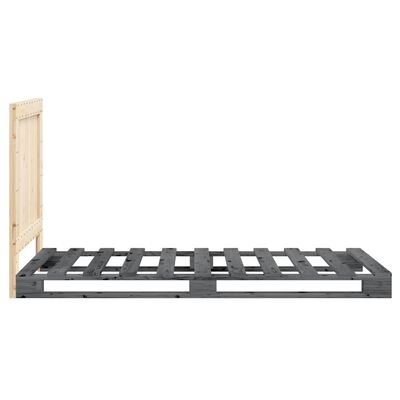 vidaXL Bedframe met hoofdbord massief grenenhout grijs 90x200 cm