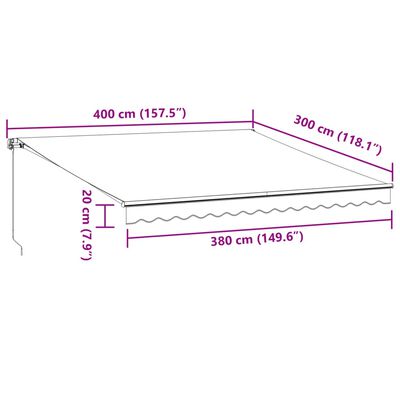 vidaXL Luifel handmatig uittrekbaar met LED 400x300 cm bordeauxrood