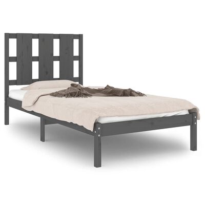 vidaXL Bedframe massief grenenhout grijs 90x200 cm