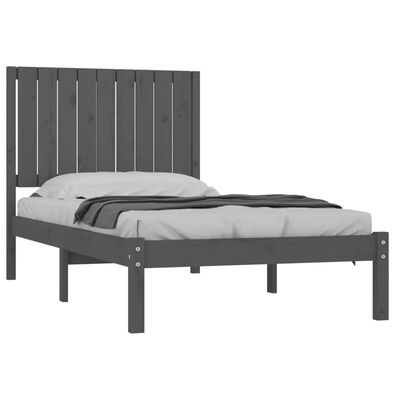 vidaXL Bedframe massief grenenhout grijs 90x200 cm